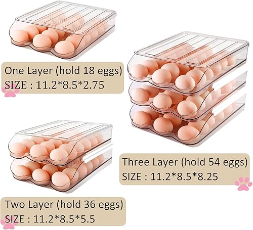 Miniatura 5 de Contenedor de huevos para refrigerador, organizador de huevos de refrigerador, cartones de huevos, organizador automático de bandejas de huevos para