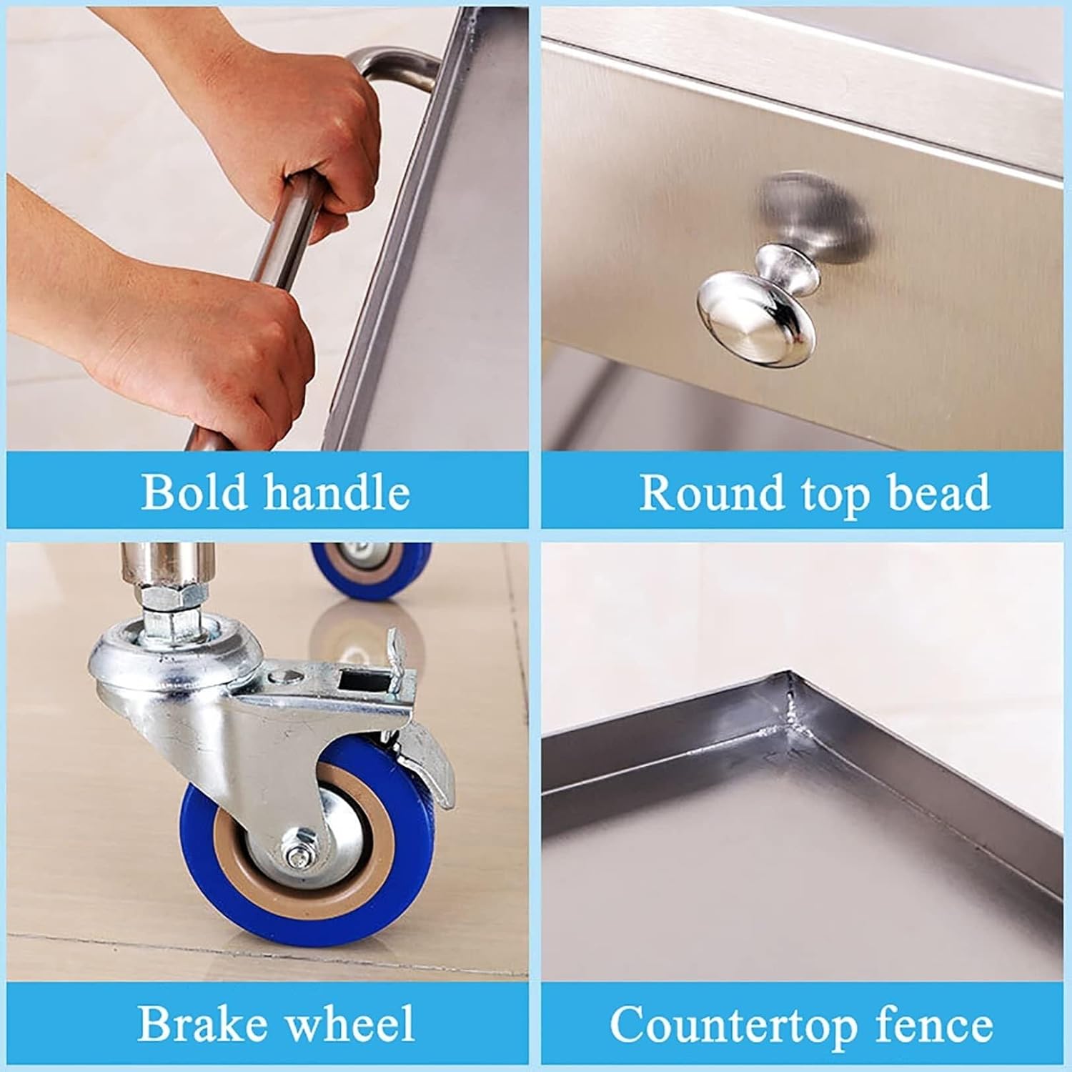 2-Layer Stainless Steel Lab Cart with Lockable Wheels, Drawer & Ergonomic Handle – Ideal for Laboratories, SPAs, Beauty Salons, and More
