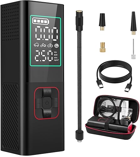 Bomba de bola eléctrica, bomba de aire inteligente, inflado rápido portátil con medidor de presión preciso, pantalla LCD digital y 4+N modos