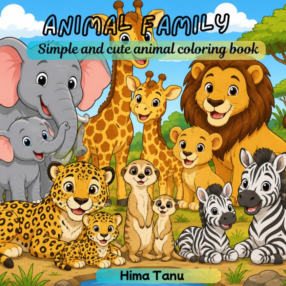 ANIMAL FAMILY: Simple and cute animal coloring book