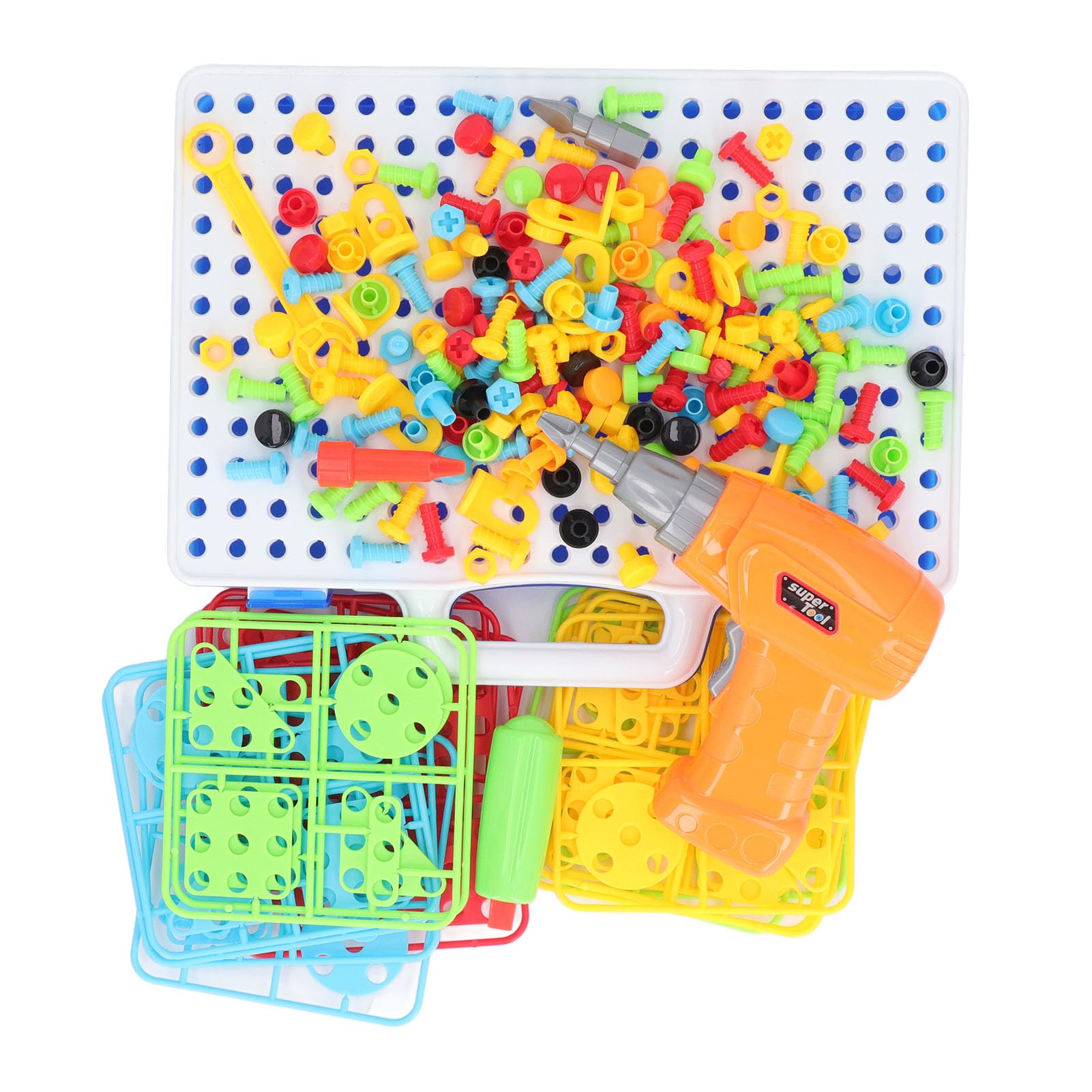 Kit de Juguetes de Construcción de Herramientas de Taladro y Destornillador de 239 Piezas, Juego de Rompecabezas Educativo y Creativo para Niños, Juego de Construcción Seguro Colorido,