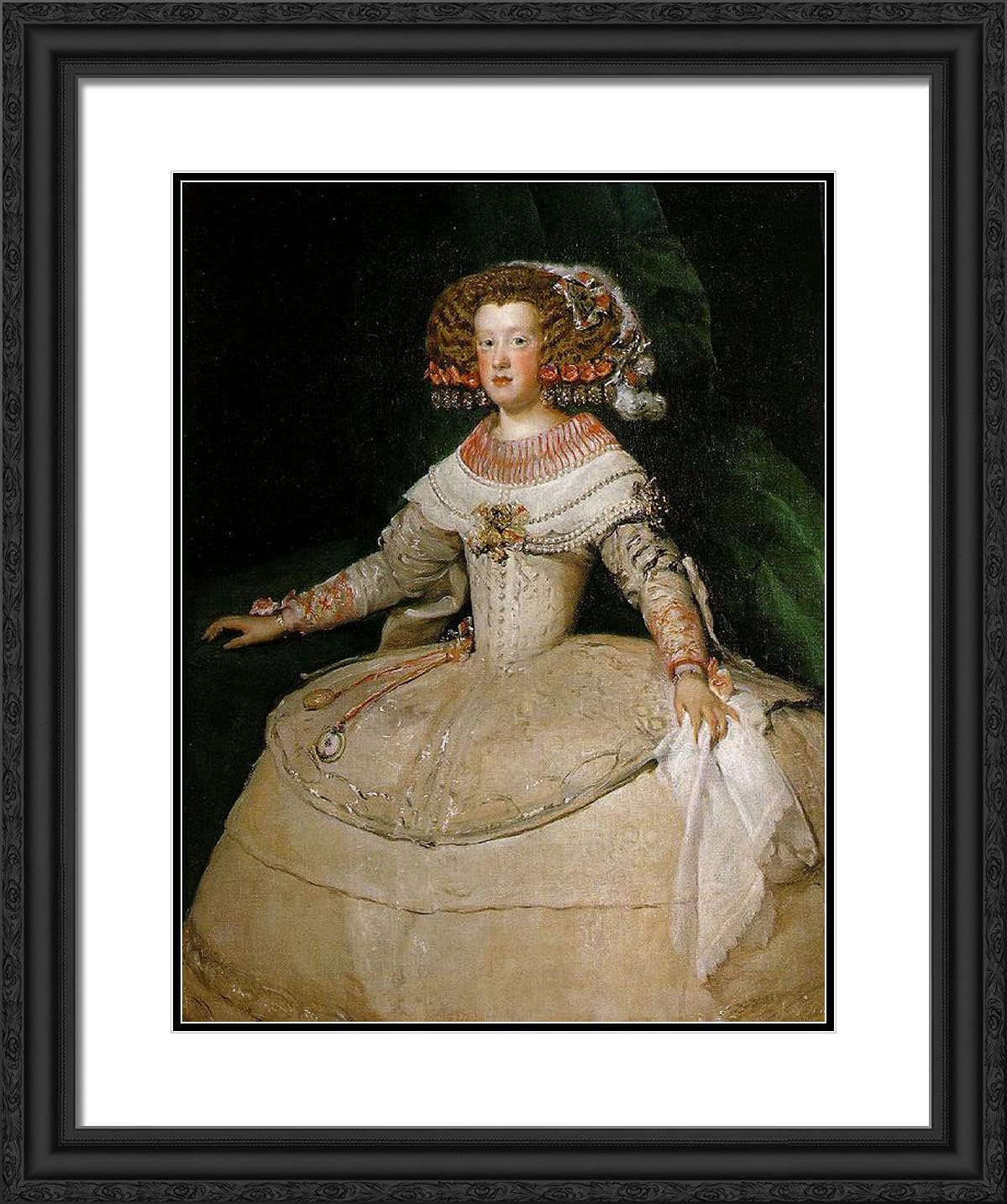 ArtDirect Velazquez, Diego 20x24 Gold Ornate Framed Art Print with Double Matting Titled: Maria Teresa of Spain with the Two Watches