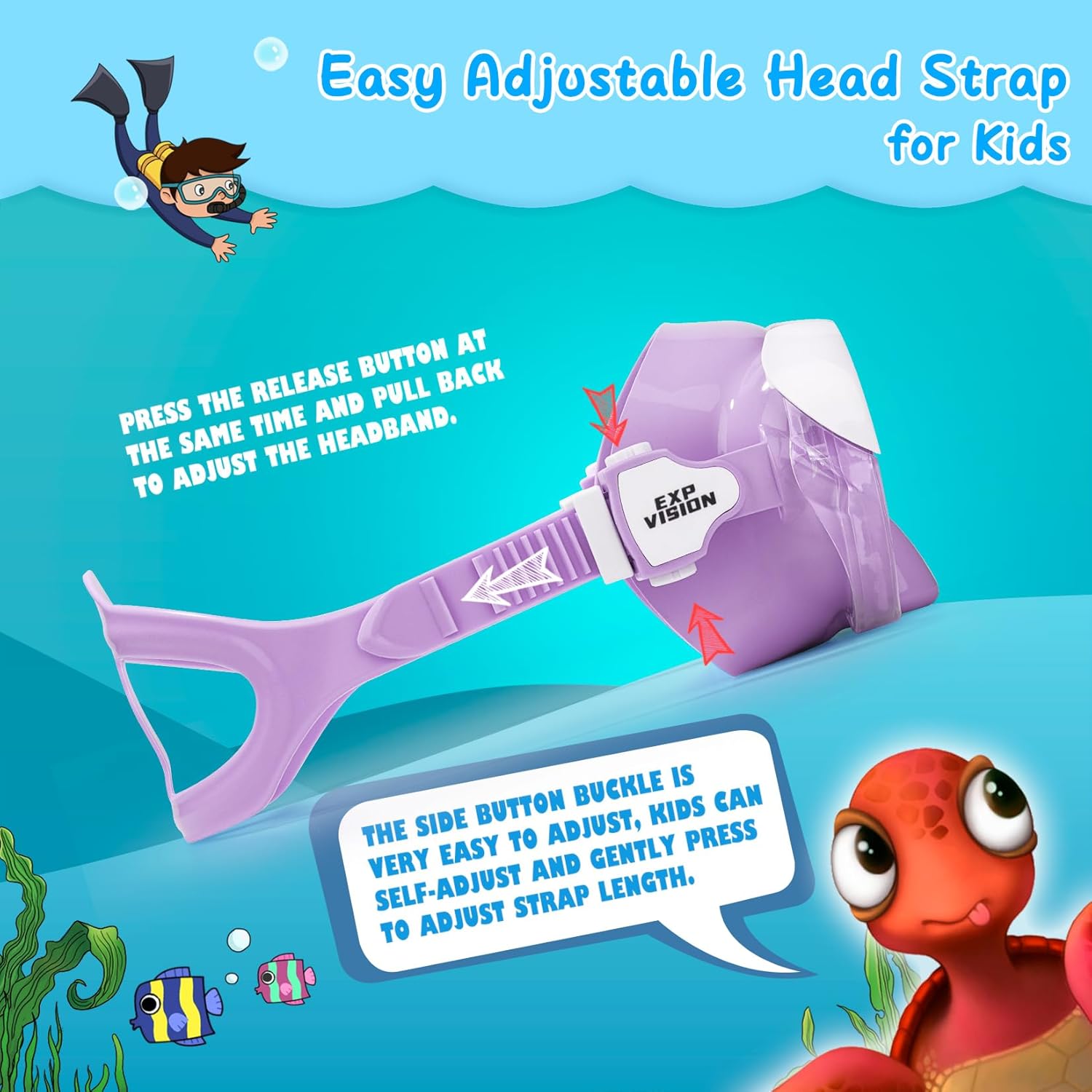 Kids Swim Mask 180° Snorkel Diving Mask, Anti-Fog Child Swim Goggles with Nose Cover No-Leak Swimming Goggles Anti-Shattered Lens for Youth 4-15