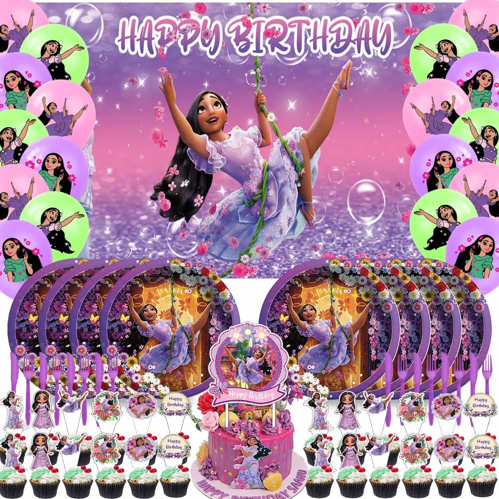 Isabella Party Decorations Birthday Party Supplies For Plates Banner Cake Topper Cupcake Toppers