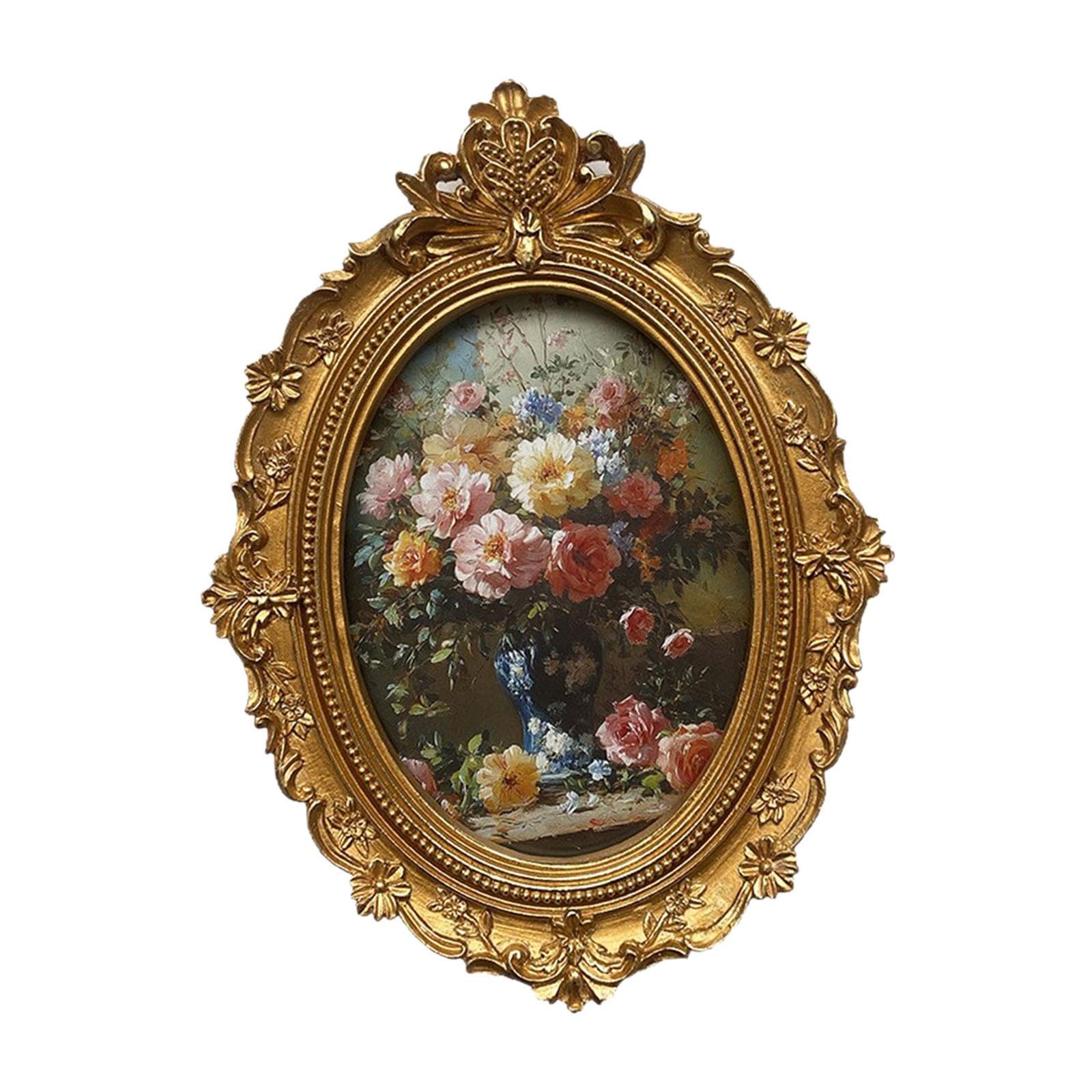 Cornice portafoto x 7 Pollici, Ovale retrò in Resina Decorata, Porta Foto, Regalo di Compleanno per Soggiorno, Decorazione per la casa