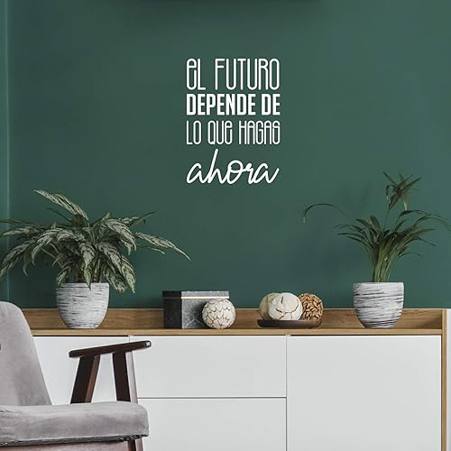 Calcomanía de vinilo para pared, El Futuro Depende De Lo Que Hagas Ahora  16 x 12 pulgadas  Inspiración de moda Cool Positive Mind Spanish Frase