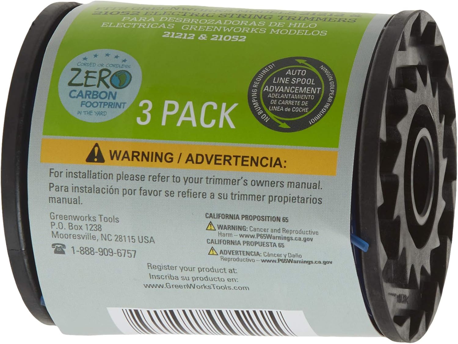 Greenworks 0.065" 3-Pack Dual Line Replacement String Trimmer Line Spool : String Trimmers : Patio, Lawn & Garden