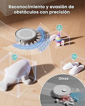 LEFANT M310 Ultra Robot Aspirador y Fregasuelos 3 en 1 con Succión de 6000Pa, 170min, Mapeo Láser ToF, Evasión de Obstáculos PSD de 190°, Reconocimiento de Alfombras, WiFi/App/Alexa, Gris2