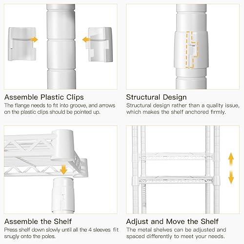 Miniatura 7 de Ulif U11 Estantes Medianos Sobre Lavadora y Secadora, 3 Niveles de Almacenamiento y Organizador para Cuarto de Lavado Estante de Pie, Tendedero de