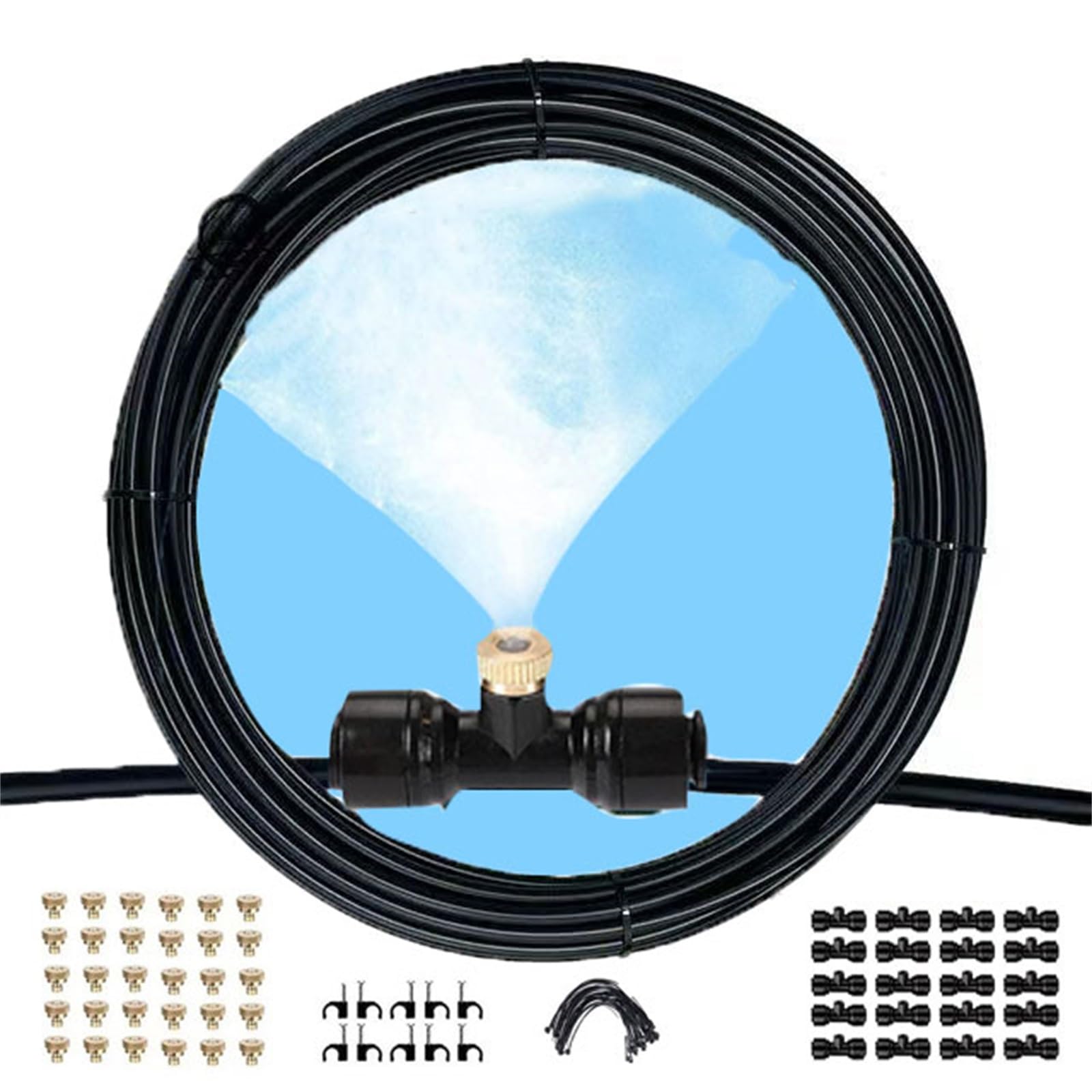 Sprühnebel Kühlung Set con Metalldüsen, Outdoor Misting System mit Messing Nebeldüsen, Wasserbewässerungssystem, Wassernebel Sprühsystem, DIY-Pflanzenbewässerungs-Set for Garten ( Size : 25M(82ft)-40