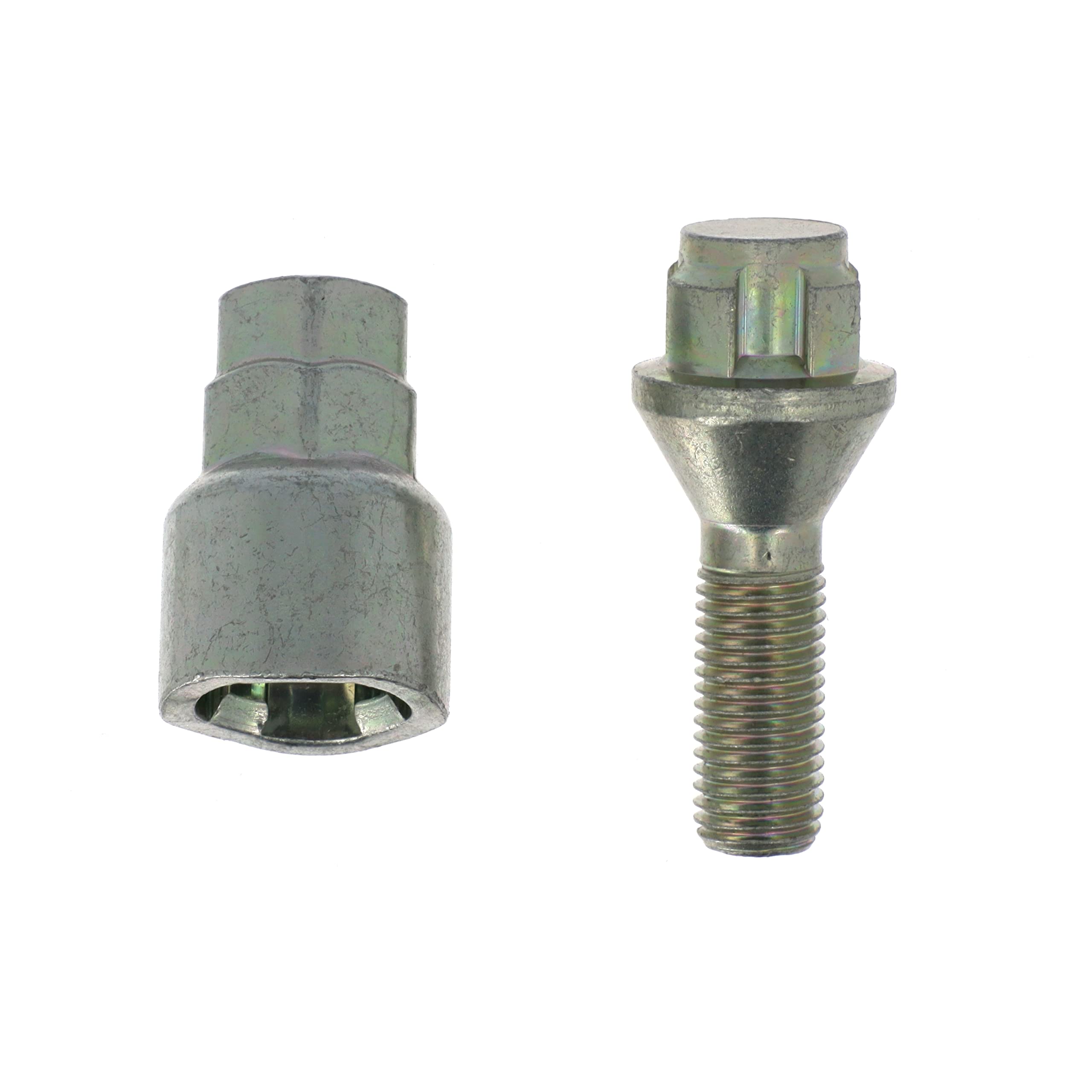 Restagraf - Zestaw 4 śrub antykradzieżowych do kół - Stożkowe gniazdo - Blokada felg Stal & Alu - M12-1.50 X 23 mm - Nr ref. 188603