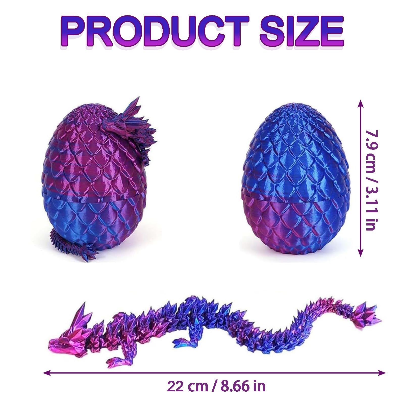 JSGBZK 3D Printed Dragon Egg Fidget Toy - Gemstone Mystery Flexible Colorful Creative Decoration for Home Office Executive Desk - Image 2