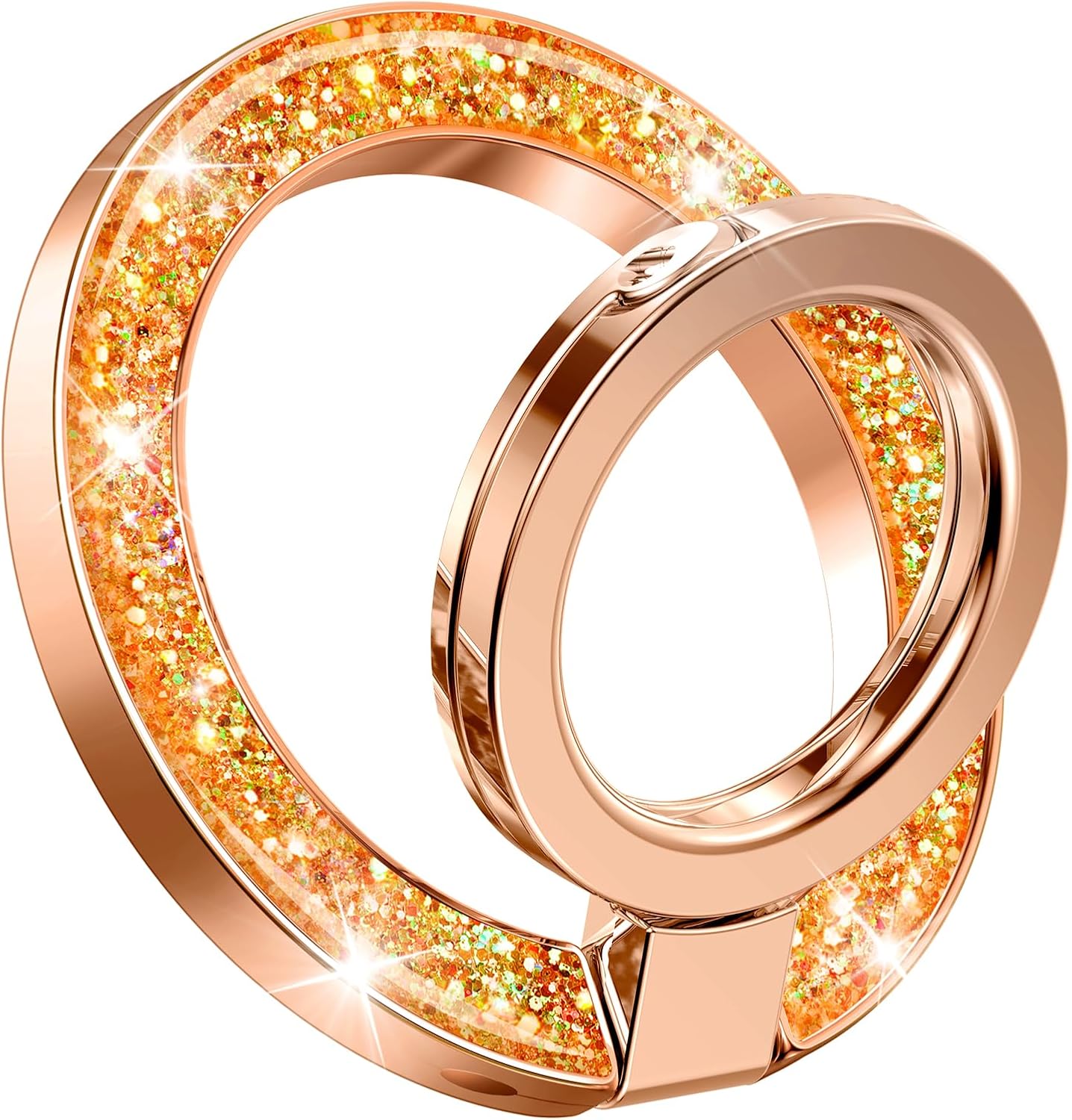 GVIEWIN Bundle - Compatible with iPhone 17 Pro Floral Case (Floratopia/Colorful) + Magnetic Phone Ring Holder (Glitter/Orange)