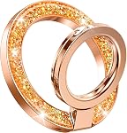 GVIEWIN Magnetic Phone Ring Holder, Compatible with MagSafe Phone Grip, Adjustable Stand, Kickstand for iPhone 16 Pro Max/Plus/15/14/13/12 Series, Other Phones (Glitter/Purple)