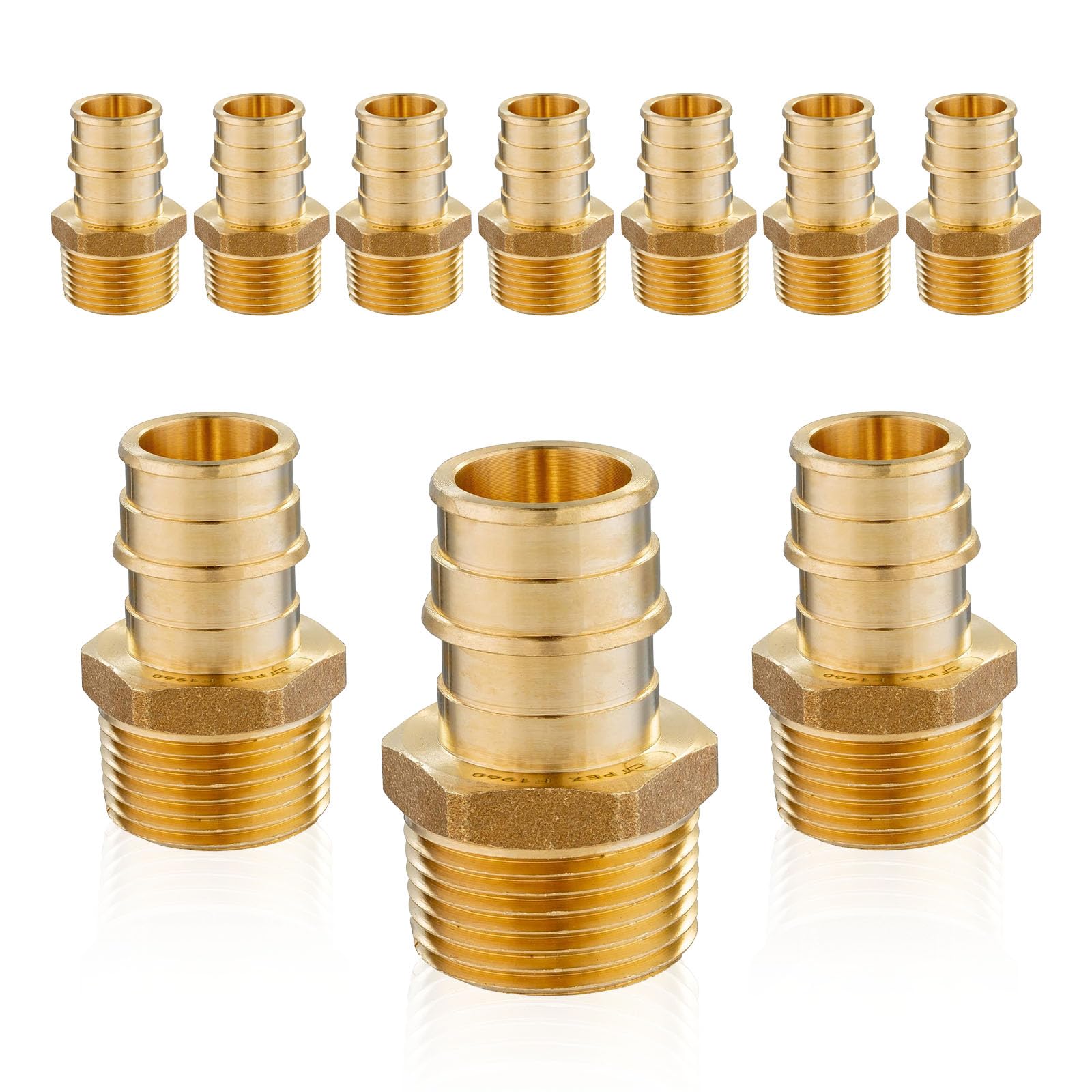 Paquete de 10 accesorios de expansión Seelink PEX-A, adaptador NPT roscado macho PEX-A de 3/4 x 3/4 pulgadas, accesorios de tubería de expansión de latón, para accesorios de manguera de tubería PEX,