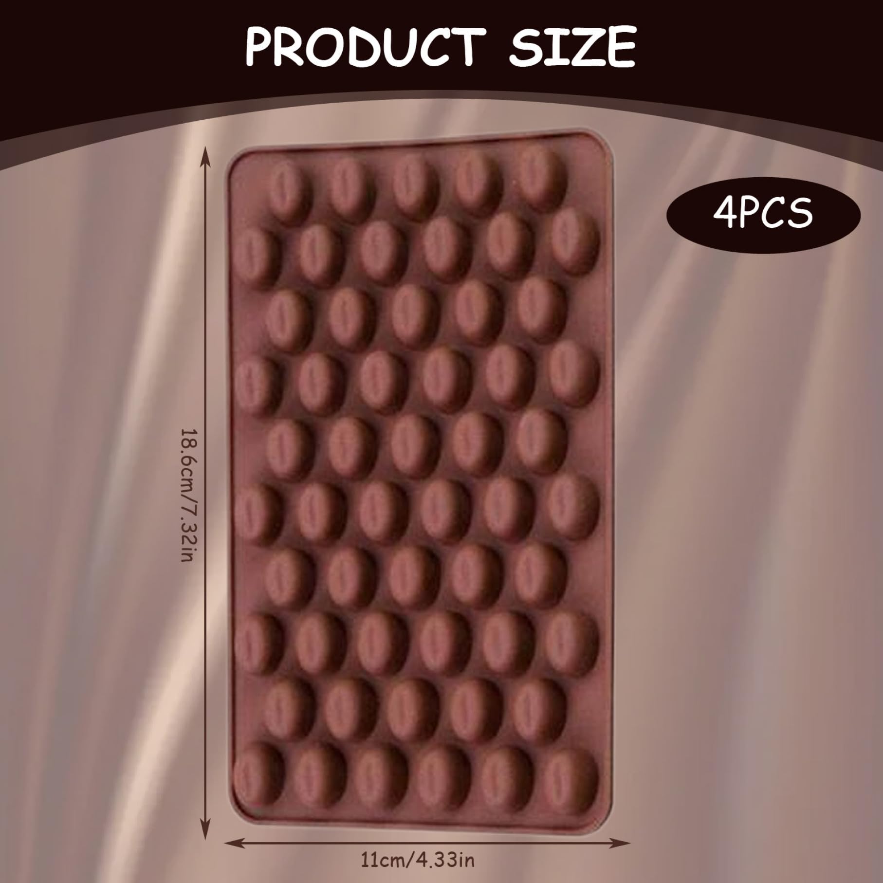 COCINA Moldes para Pastillas 4 Piezas 7x4 55 Cavidades Silicona Mini Granos de Café Moldes para Chocolate Bandeja para Hornear DIY para Trufas, Dulces y Chocolate.. — view 5