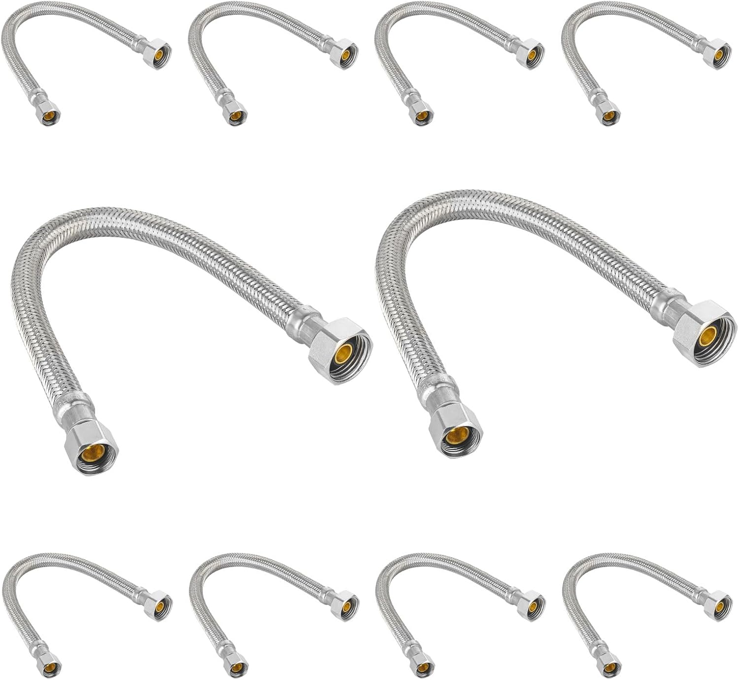 (10 Pack) Seelink 20-Inch Stainless Steel Flexible Faucet Hose, 1/2" FIP x 3/8" COMP, Brust Proof Water Supply Line
