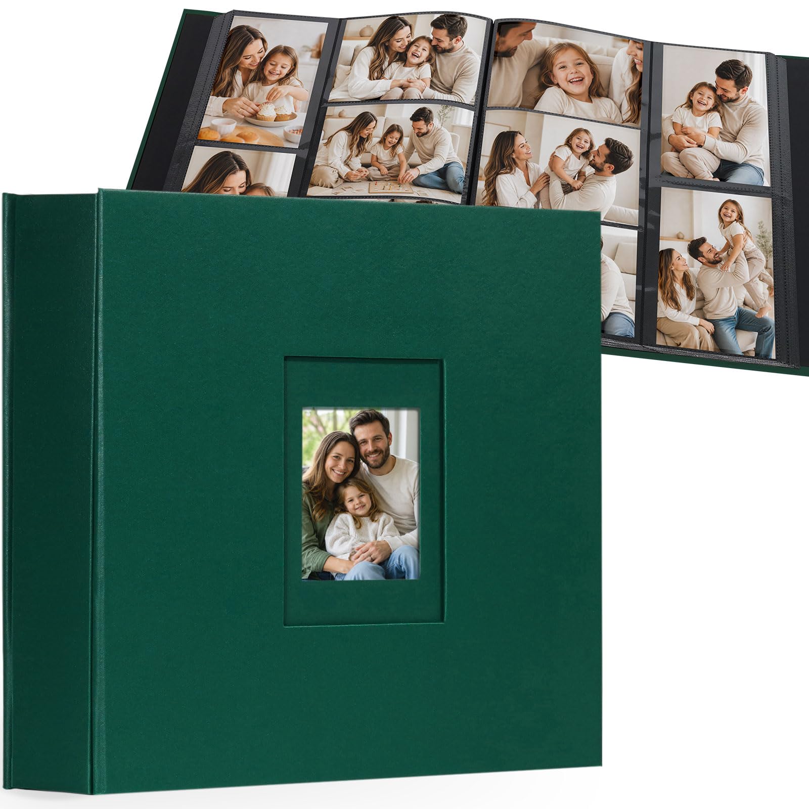 Vienrose 6x4 Photo Album in Green Faux Leather, 1000 Photos