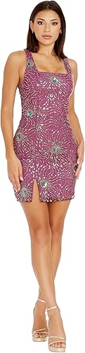 Dress the Population Women's Saylor Sunburst Solar Beaded Sequin, Mini, Bodycon,