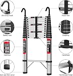 5M Telescopic Ladder with Detachable Hooks Stainless Steel Heavy Duty Extendable Foldable Multi Purpose 16.5ft Ladder, More Sturdy and Durable Than Aluminum Ladder
