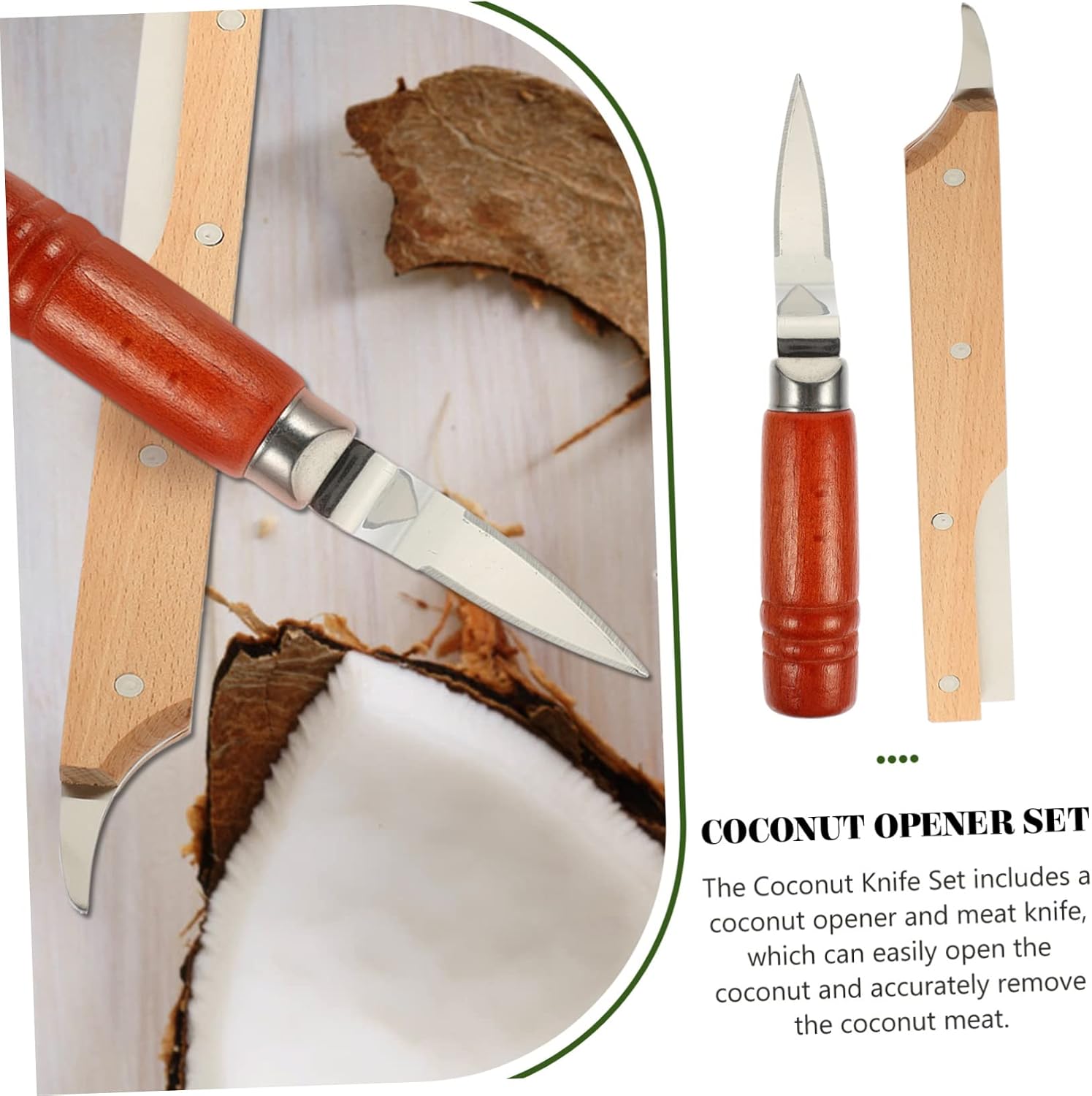 Cabilock Coconuts Tool Kit Coconuts Opener Meat Knife Kitchen Gadget for Opening Cutting