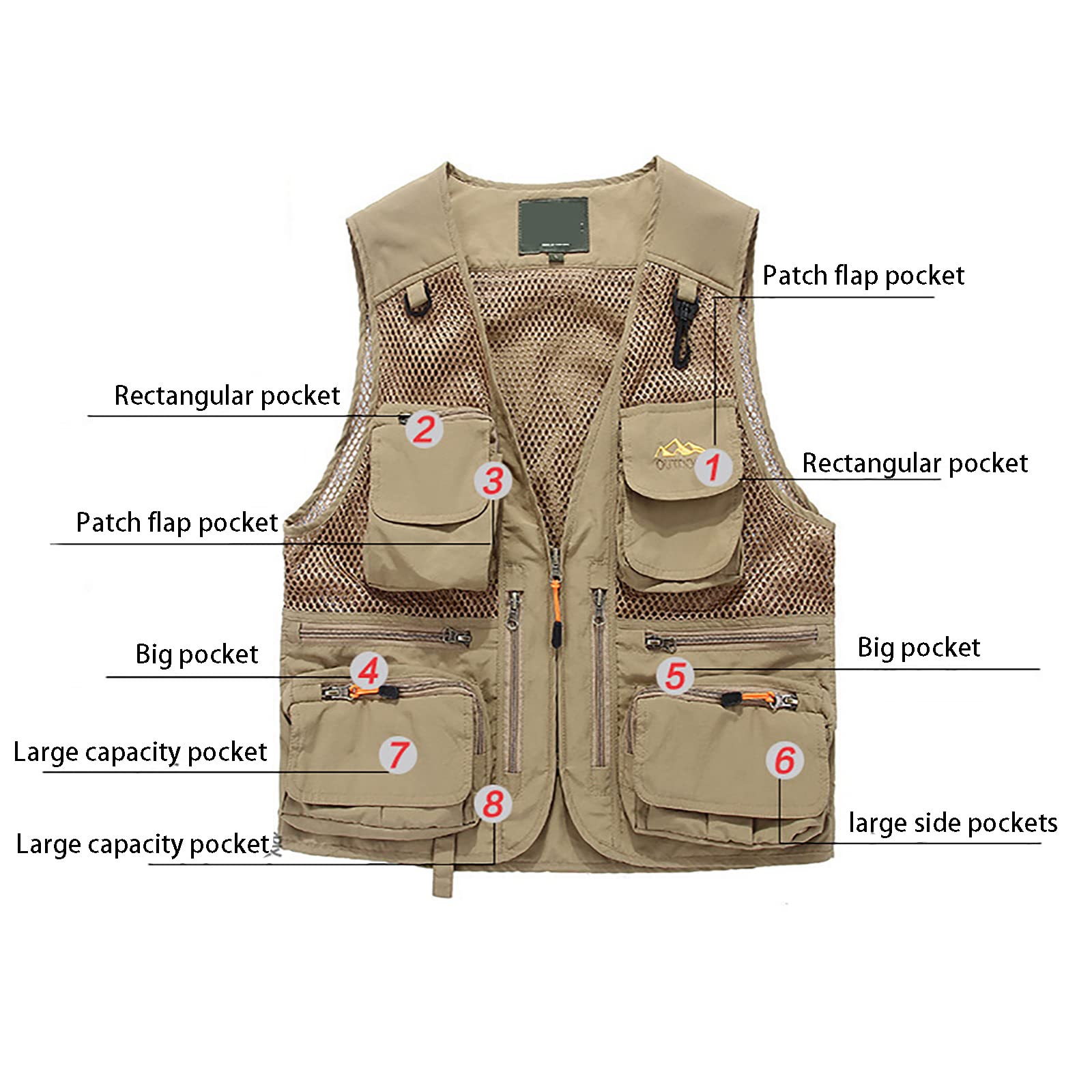 Fishing Vest with Mesh Back Multi-Tasca Gilet da Pesca a Mosca Senza Maniche per la Fotografia in Campeggio Escursionismo Uomo Donna Giubbino Pesca Unisex