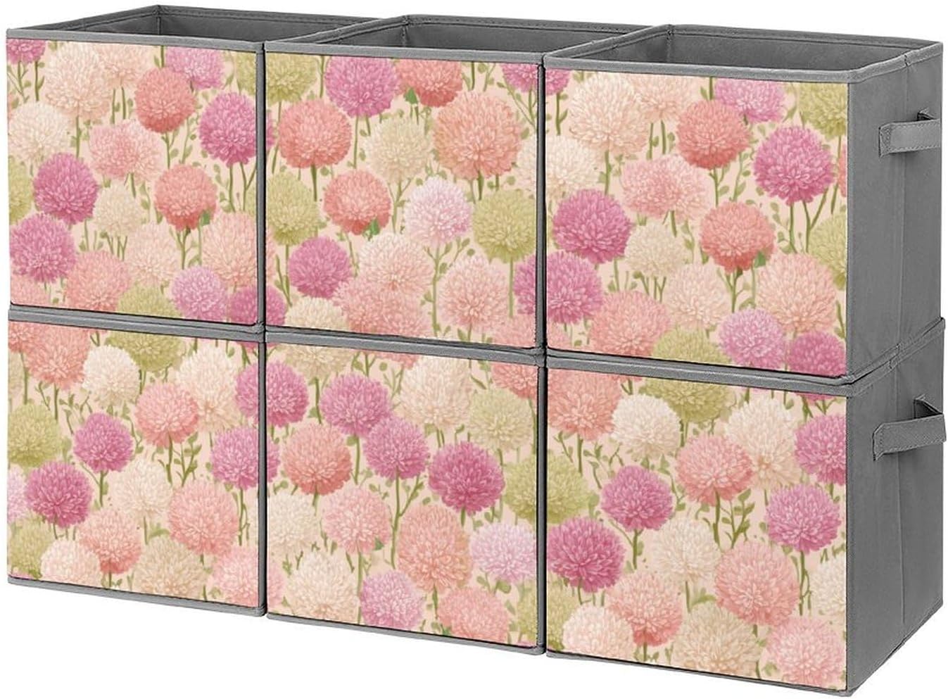 Storage Cubes 6-Pack Foldable Fabric, Organizer Bins with Handles for Nursery Toys Books Clothes