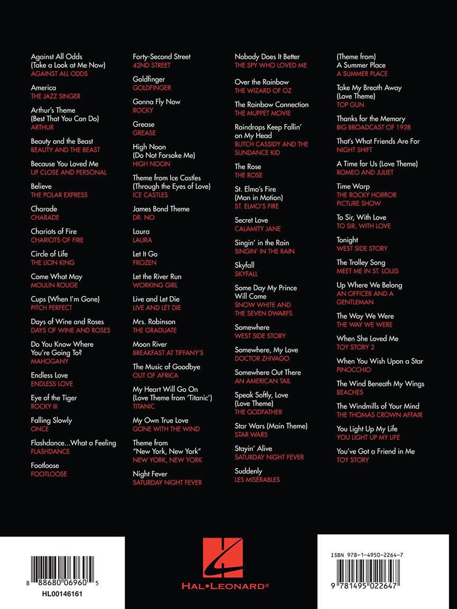 Best Movie Soundtrack Songs Ever: Piano / Vocal / Guitar