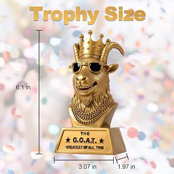 Goutoports Goat Trophy Winner Award - Handmade 6 Inch Funny Greatest of All Time Trophy for Fantasy Football Champion, Office MVP, Employee Recognition, Boss & Coworker,Winner
