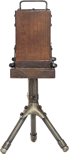 Miniatura 3 de Deco 79 51844 - Cámara de metal de madera, detalles únicos para el hogar, tamaño conveniente, marrón