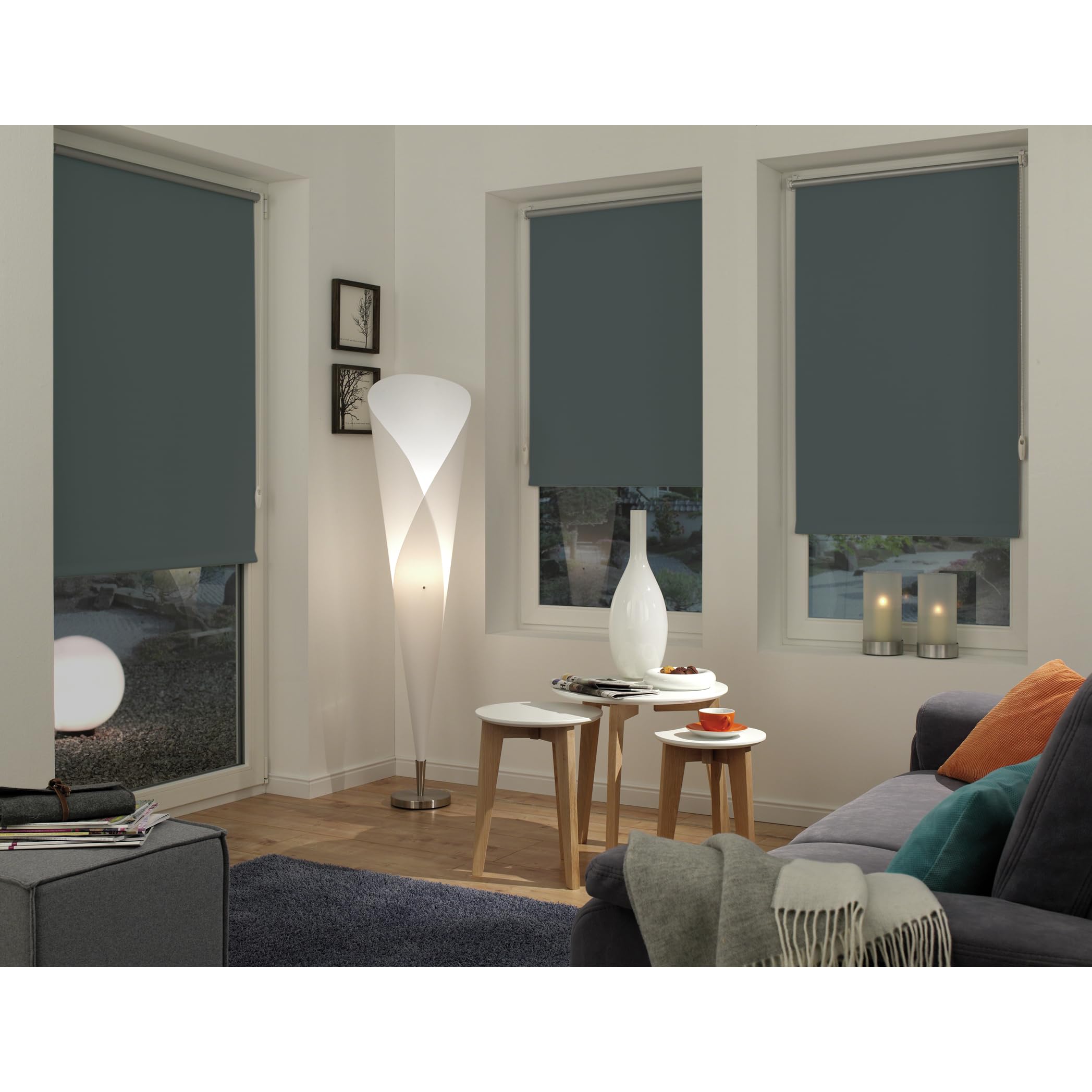 GARDINIA Store Enrouleur Occultant Thermique à Coller ou Clipser, Grande Réflexion de la Lumière, Économie d'Énergie, Opaque, Kit de Montage Inclus, Store Thermique EASYFIX, Ardoise, 90 x 210 cm (LxH)