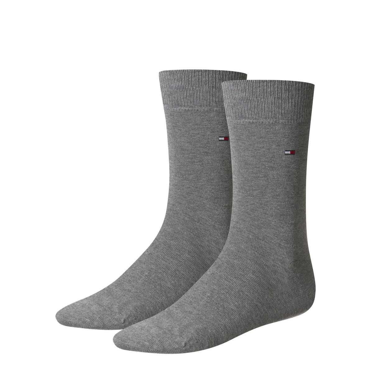Tommy Hilfiger Men's Classic 2P Calf Socks, Middle Grey Melange, Size 43