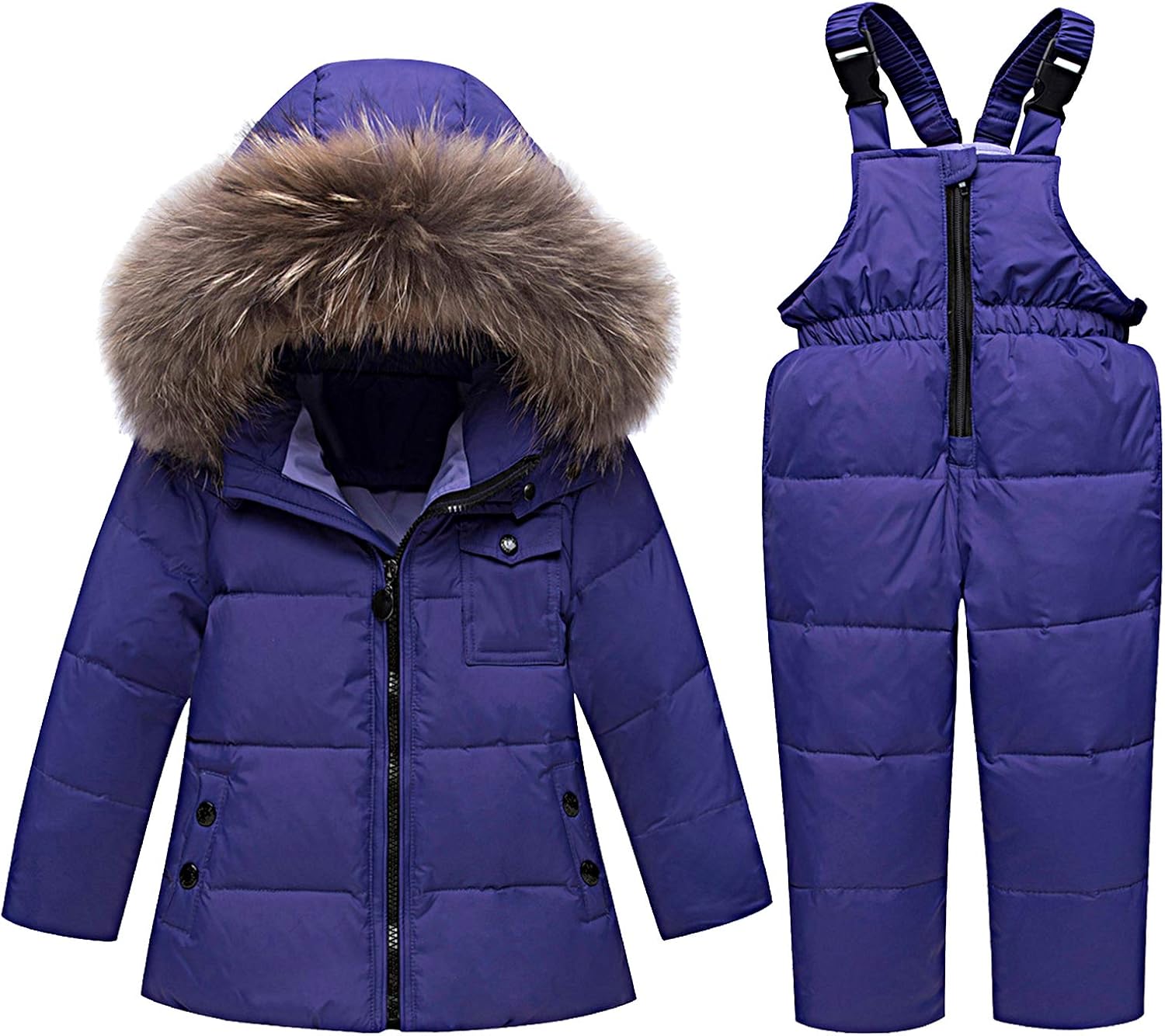 Odziezet Veste En Duvet Pour Enfants Bébé Hiver épais 2 Pièces Doudoune à Capuche En Duvet De Canard Chaud D'hiver Fille Et Garçon Veste Blouson Manches Longues Ski 1-5 Ans