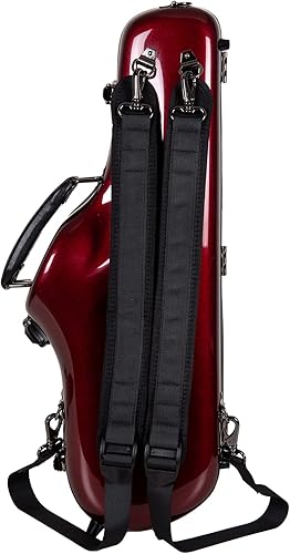 Miniatura 40 de Crossrock Funda recta para saxofón soprano de grado profesional, color azul zafiro, bloqueo TSA, protección Elite, correas desmontables