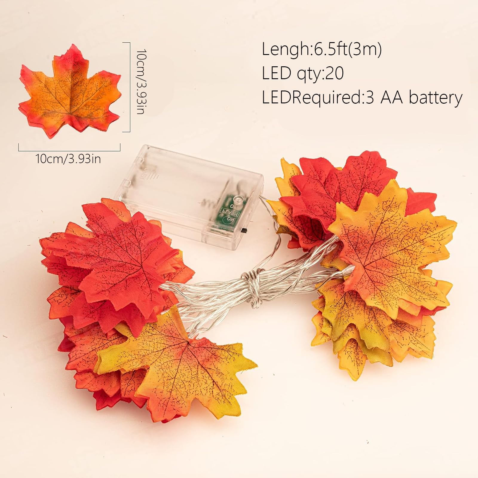 SOPSTUO Autumn Decoration Lights, Fall Garland with Pumpkin Maple String Lights - Image 2