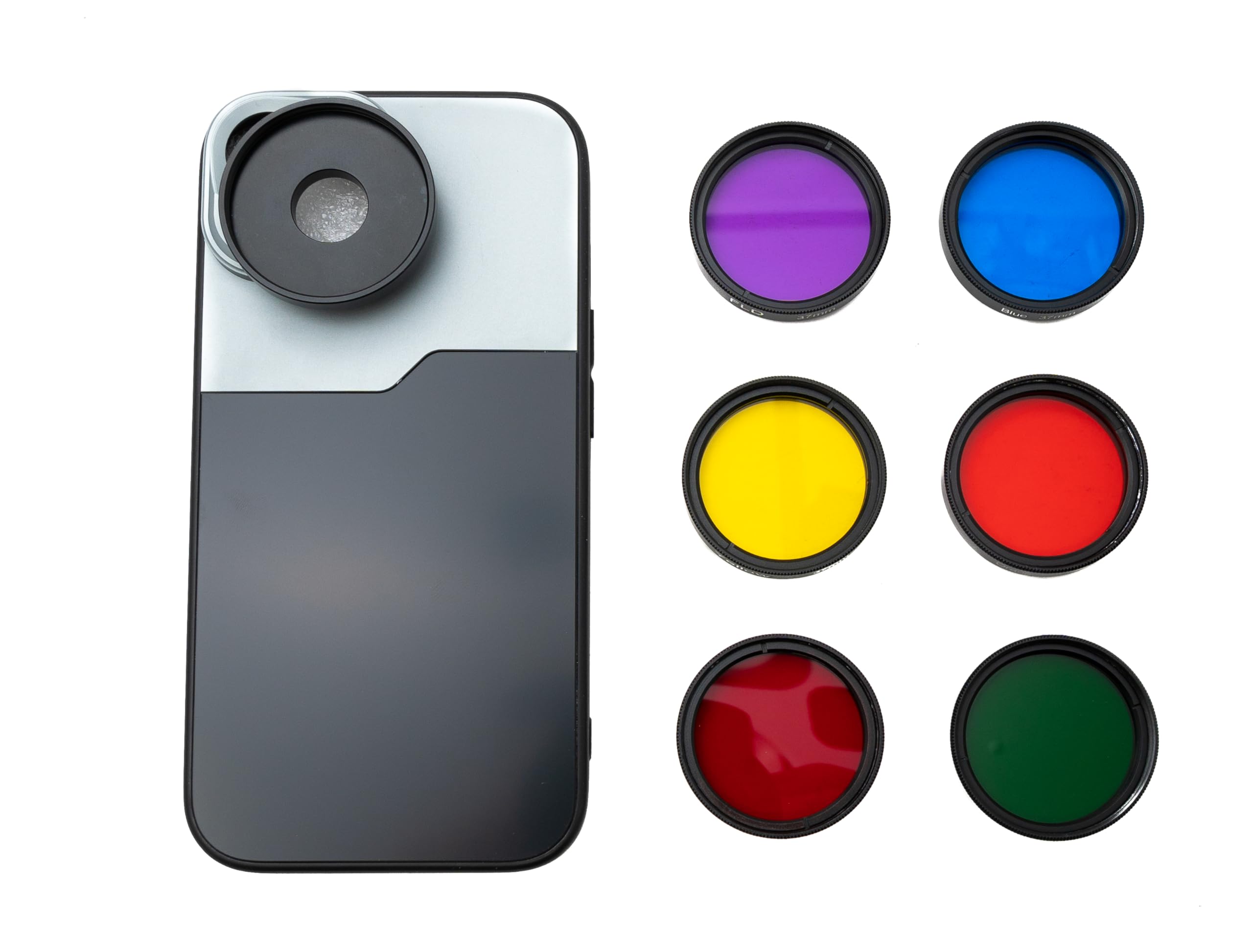 SYSTEM-S Filtr kolorowy zestaw 37 mm 6 sztuk kolorowych filtrów soczewkowych z gwintem etui do iPhone 15