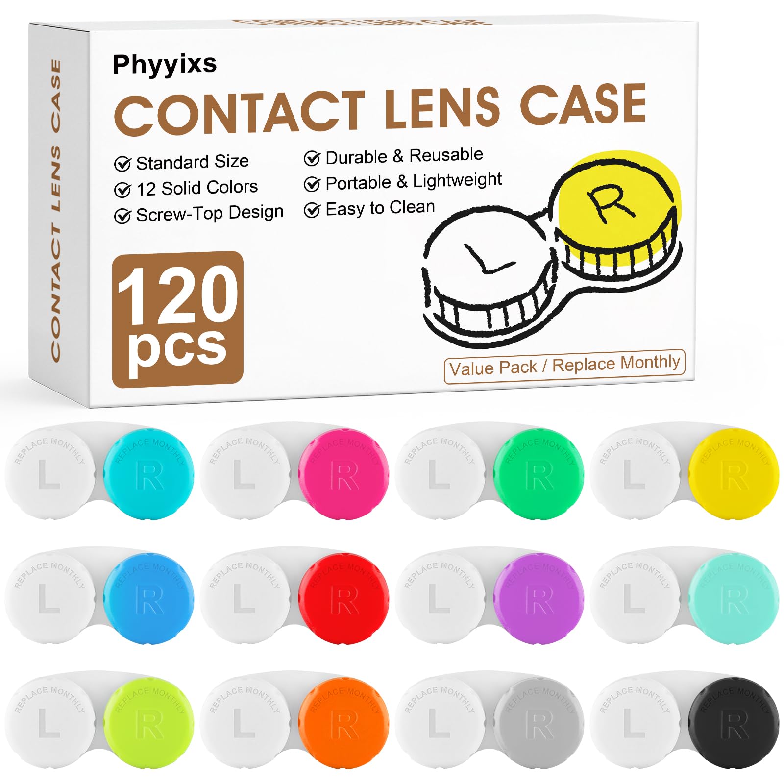 Phyyixs 120 Pack Colorful Contact Lens Cases Bulk - contact lens care | Mubboo