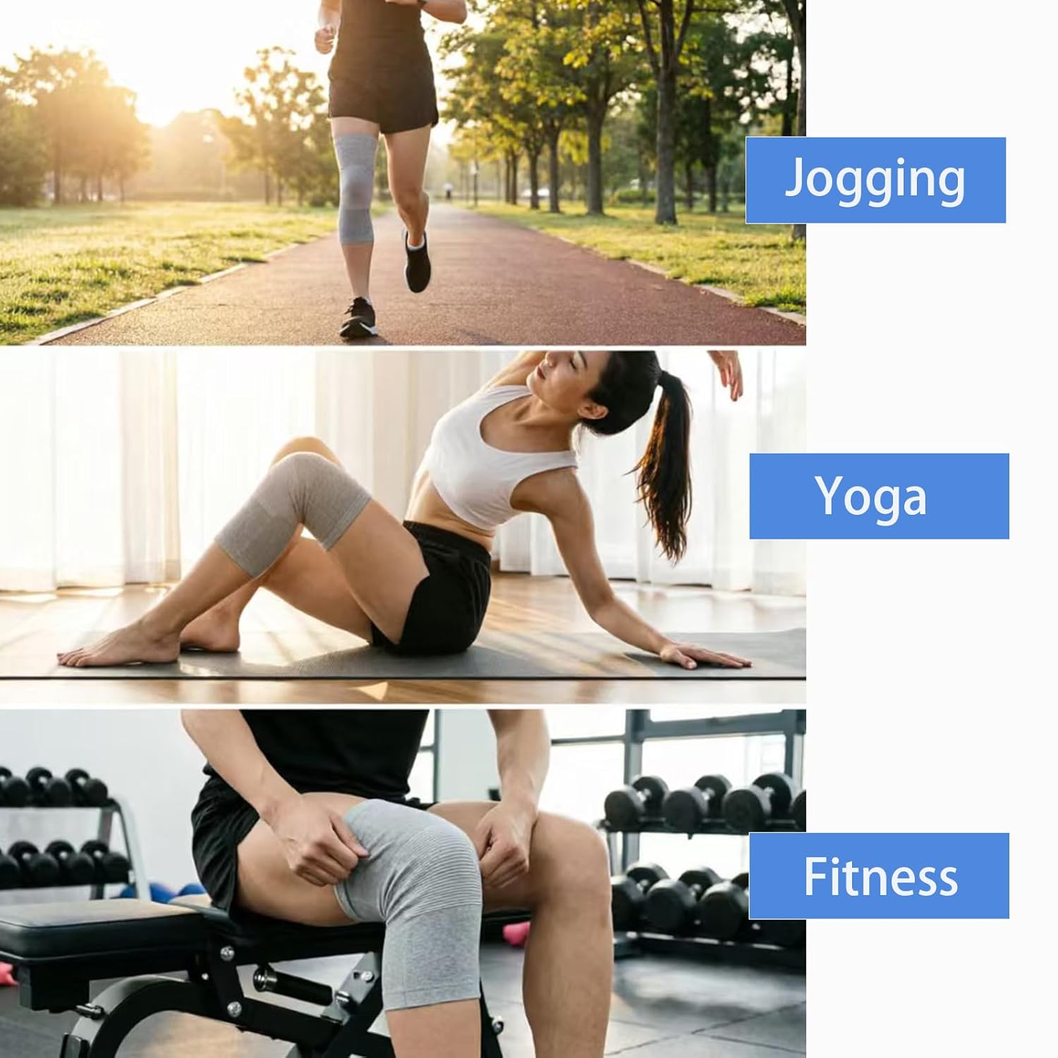 One Compress Knee Sleeves, Knee Brace for Women Men Knee Pain, Elastic Compression Leg Sleeves for Arthritis, Ideal for Running, Hiking, and Daily Wear (Beige, L)