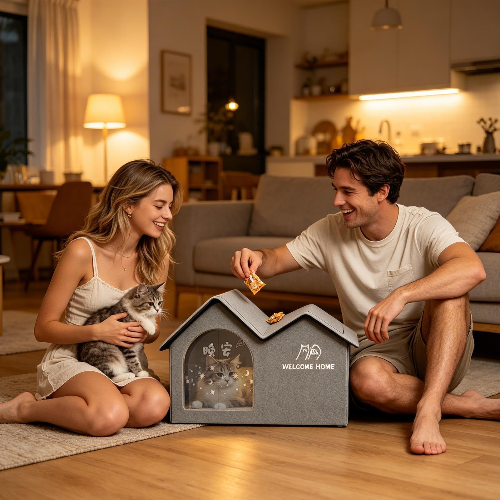 Kühlhütte für Katzen, auslaufsichere Kühlung, Kühlhaus für Haustiere mit Kühlpackung, kleine und mittelgroße Welpen, für Wohnung, Balkon, Hof und Garten