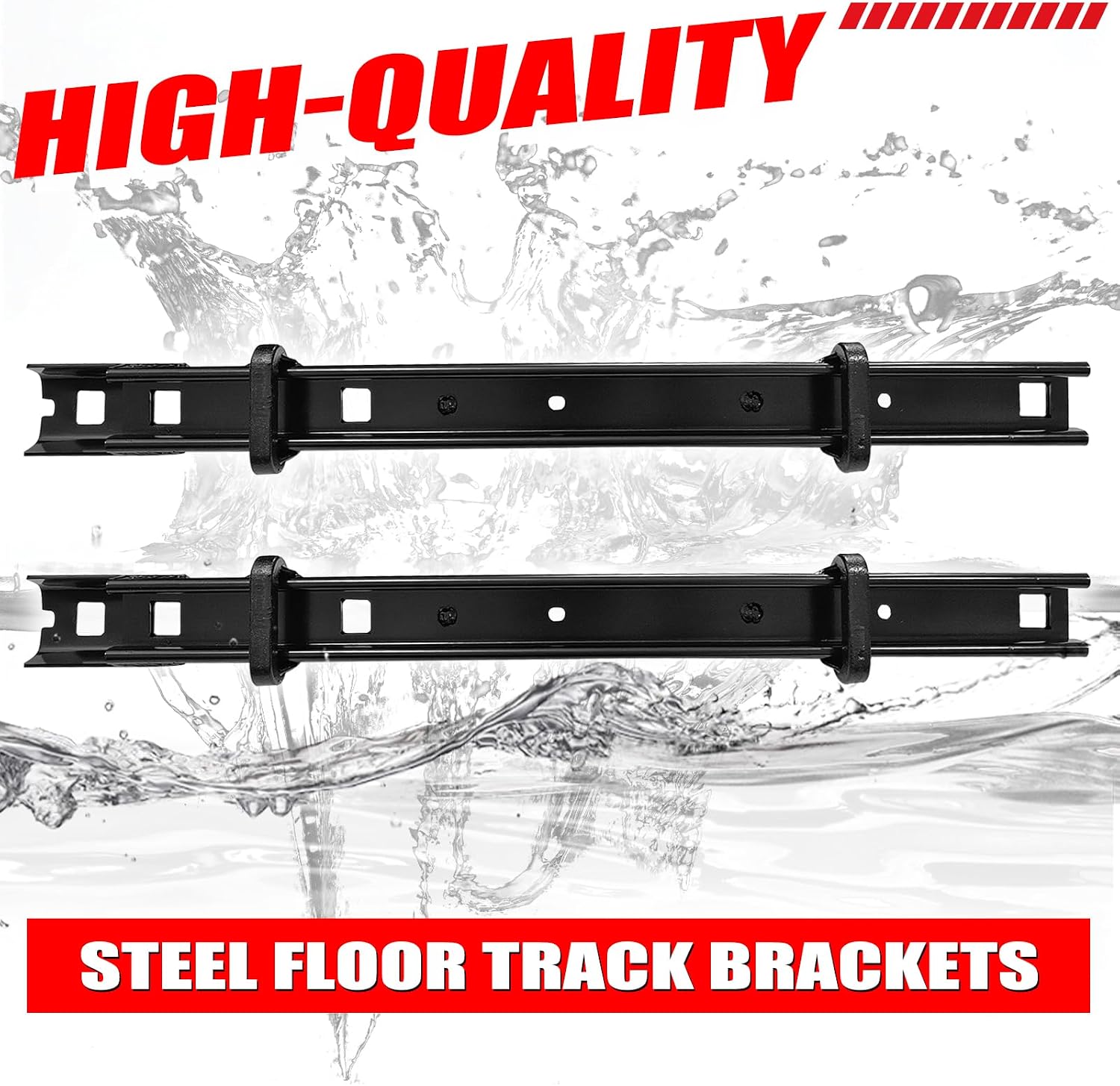 2Pcs Black Floor Track Brackets Compatible with 2015-2024 Ford Transit 2 Person Bench Seat