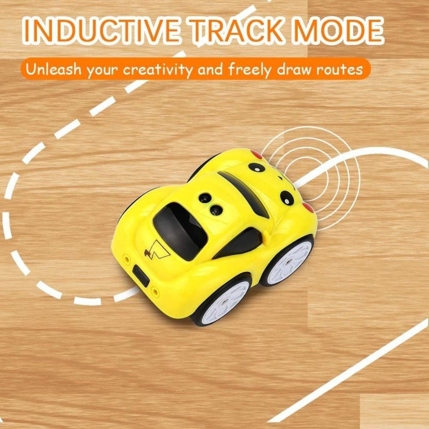 Ruzarth 2.4GHz RC Cartoon Car for Kids | Auto Follow Track Sensor Mode, Obstacle Avoidance, Music & Lights | Remote Control Toy Car for Best Gift Toddlers Boys Girls. (Yellow) 3