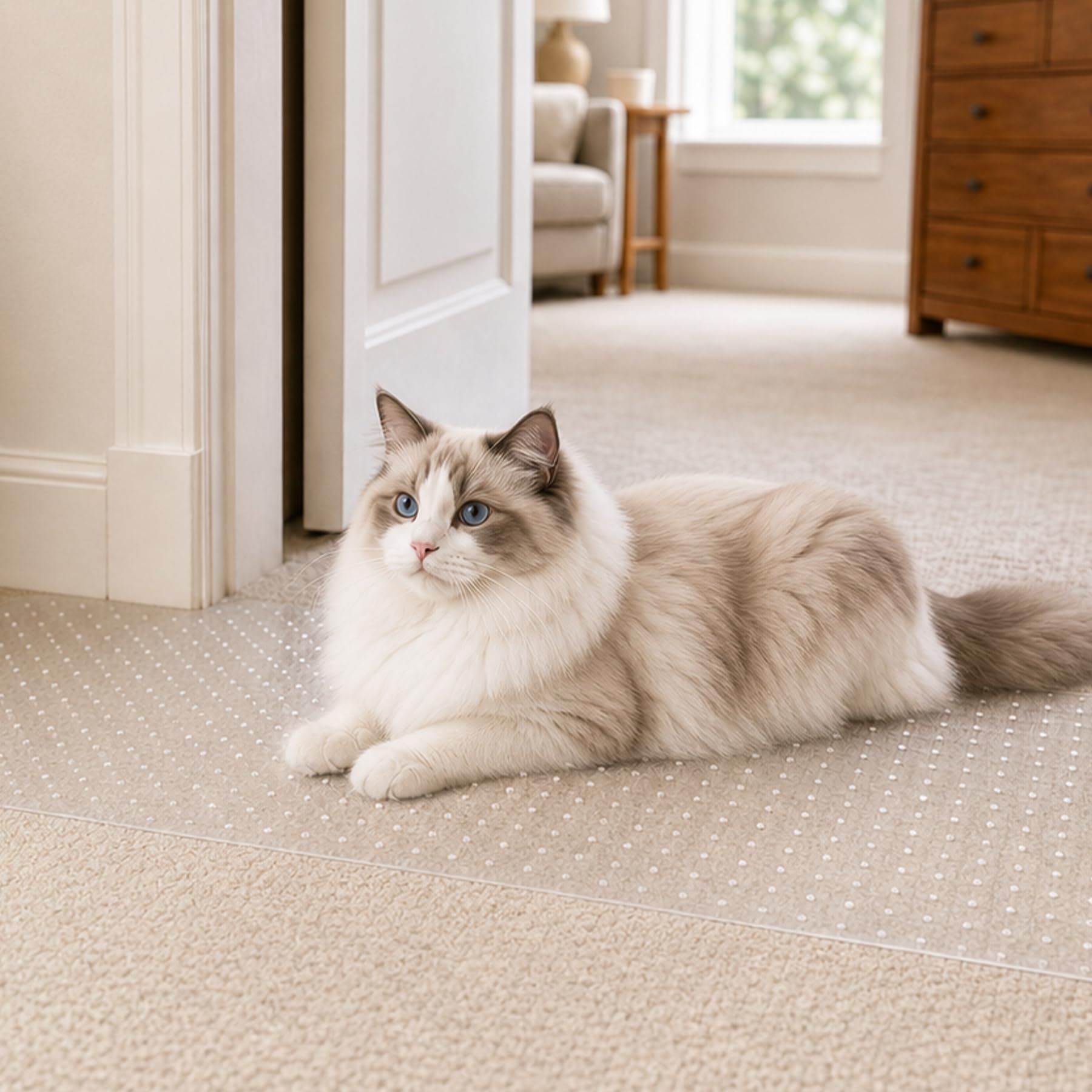 Pet Carpet Protector, 38 x 110 cm Cat Scratch Guard for Under Doors, Anti-Scratch PVC Sheet, Floor and Carpet Edge Guard for Cats and Dogs, Easy to Cut and Fit, 2 Pieces