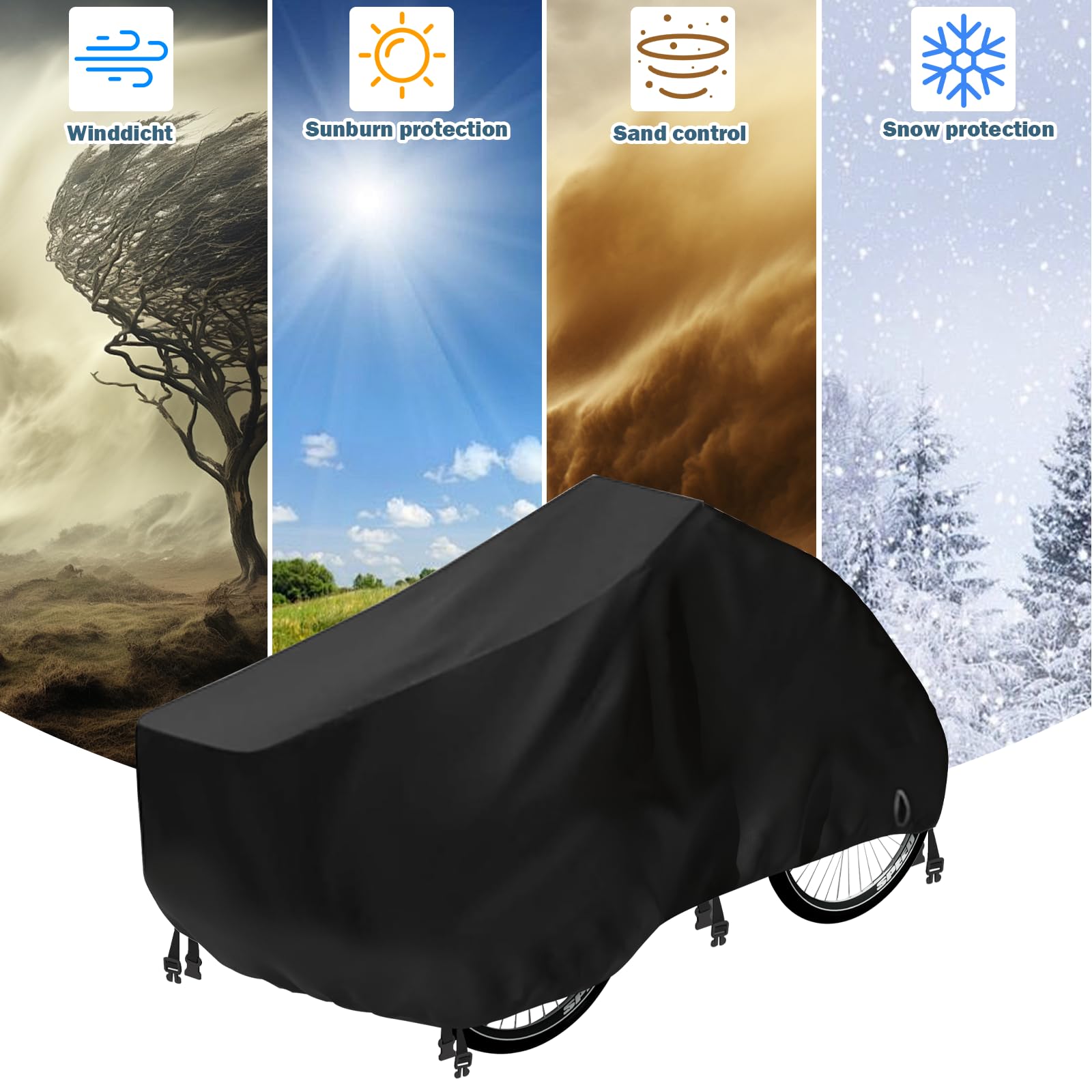 Copertura per ruota di carico, impermeabile, 210D, in tessuto Oxford 210D, per rimorchi di bicicletta, 220 x 100 x 105 cm