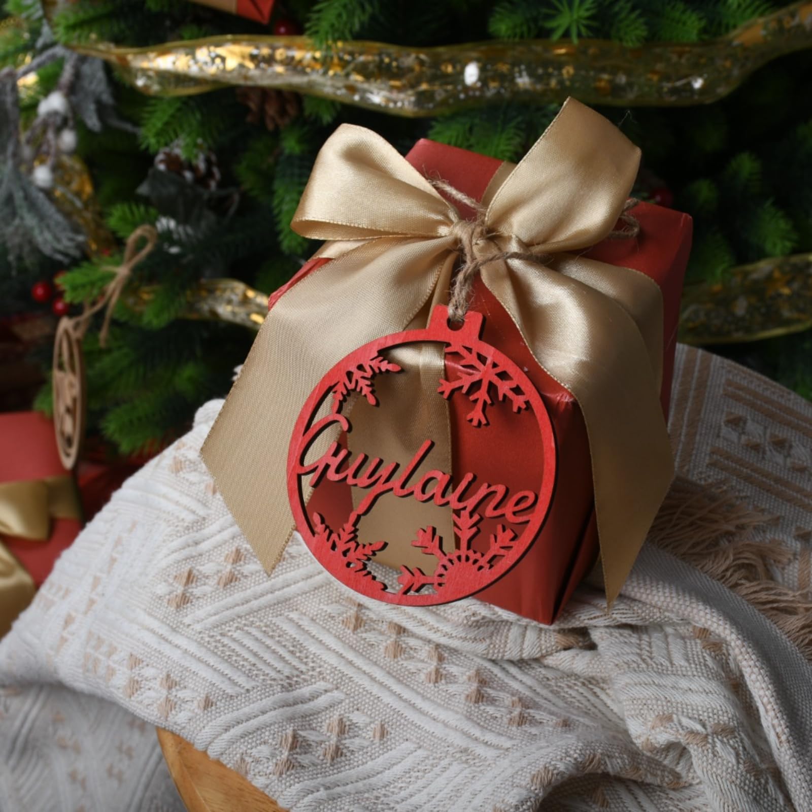 Personalisierte Holz-Namensdekoration, individuelle Weihnachtsdekoration, personalisierte Ornamente für Weihnachtsbaum, Holzanhänger, Dekoration, hängende Weihnachtsstrumpf-Anhänger, Geschenkanhänger