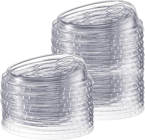 100 unidades Tapas de plástico PET transparente sin popote para vasos de batido de 12, 16, 20 y 24 onzas