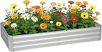 Vista 1 de PayLessHere Cama de jardín galvanizada, 8 x 4 x 1 pies, cama de jardín elevada para exteriores, para verduras, flores y hierbas, jardineras grandes