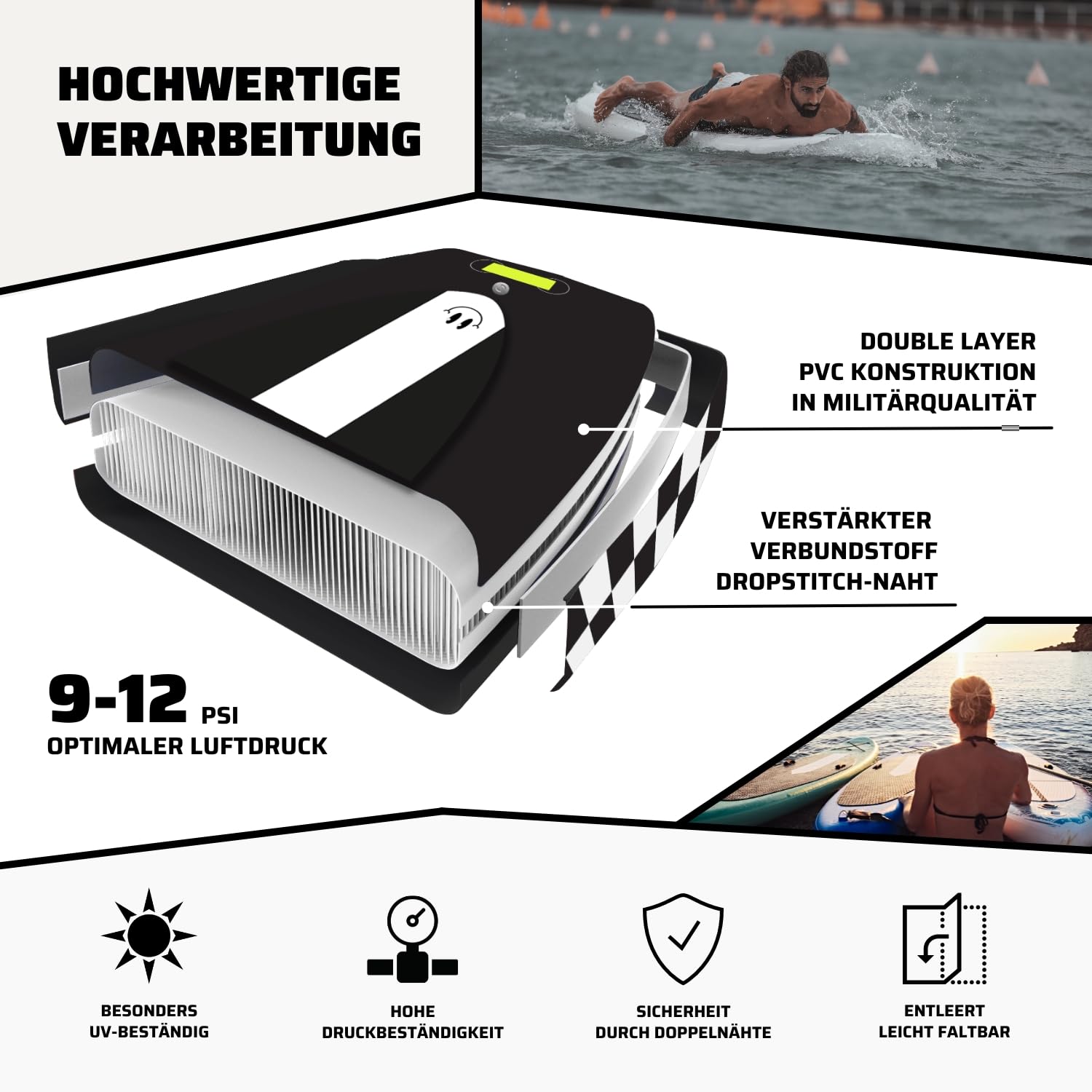 Suprfit tavola da SUP Stand Up Paddle Board tavola, Custodia, pagaia, Pompa, Laccio di Sicurezza, Set di Riparazione Modelli Lailani Grey 330 x 78 x