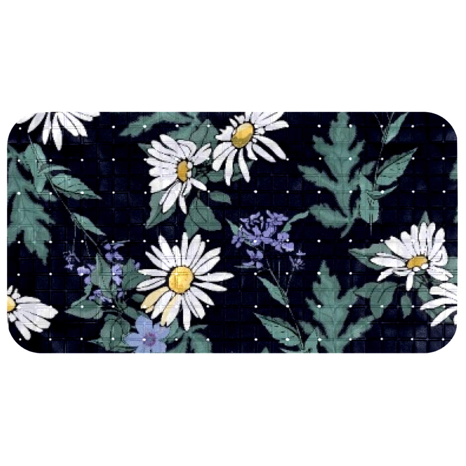Tapis de baignoire enfant 35x67cm avec drainage et motif fleurs inclinables