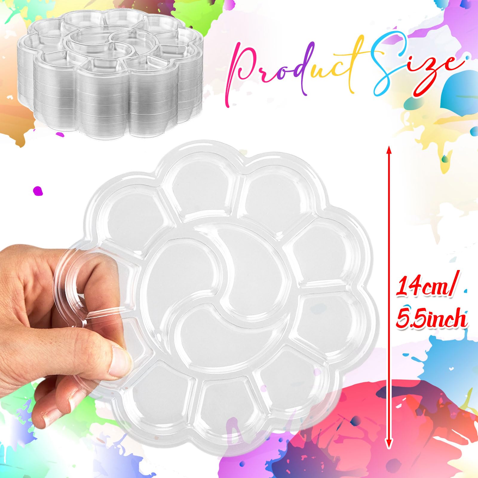 AmazingSpark Lot de 200 palettes de peinture jetables en plastique transparent de 14 cm avec 13 compartiments pour cours d'art, bricolage, fête de peinture, fête d'anniversaire