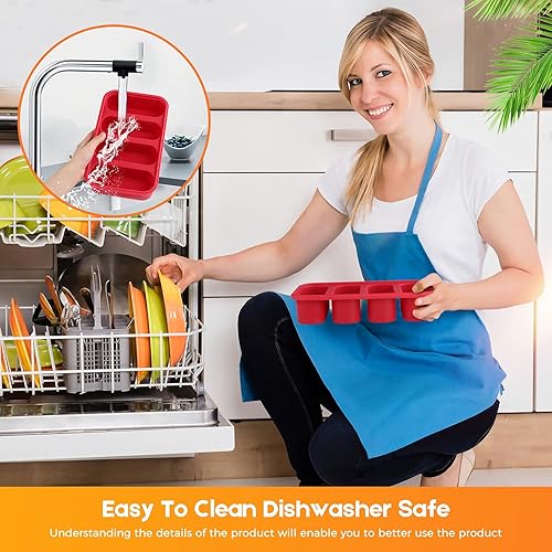 Miniatura 6 de Bandejas de silicona para congelador, bandeja extra grande para cubitos de hielo para sopa, moldes para congelación de alimentos, 4 cubos de